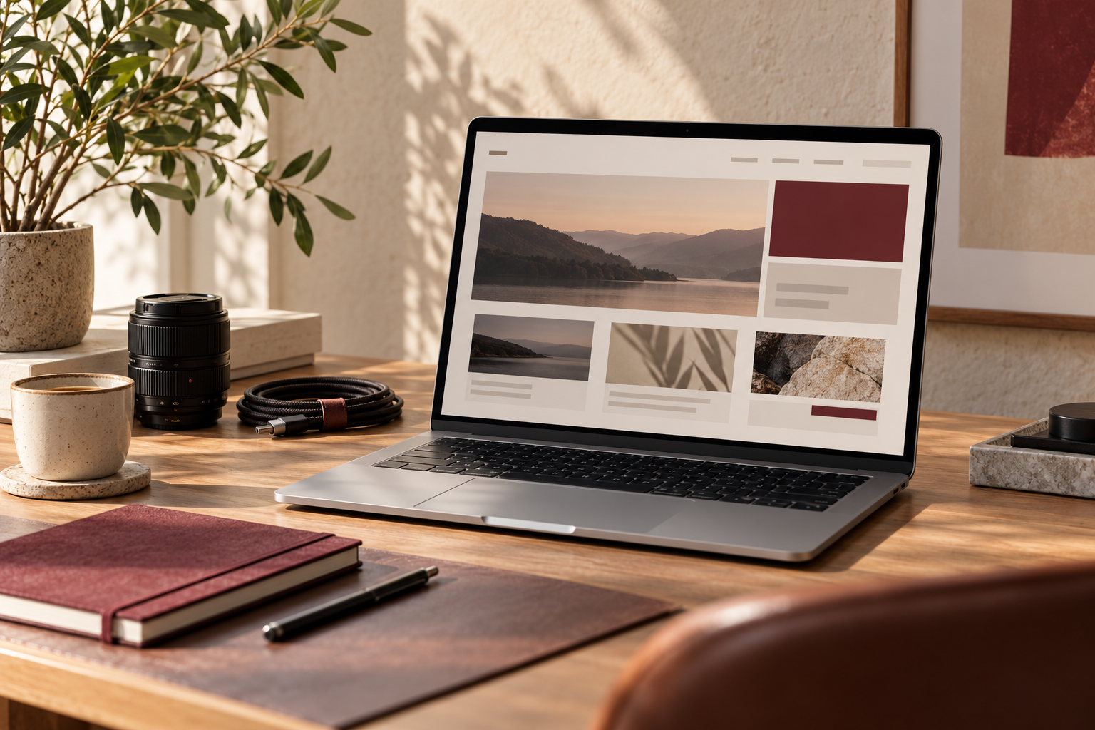 Symbolbild eines digitalen Arbeitsplatzes mit Websitegestaltung